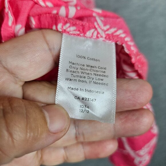 Share Talbots Women’s Size M Pink White Rope Printed V-neck 3/4 Sleeve Blouse - Picture 3 of 6